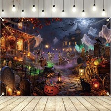 Halloween Backdrop 7 x 5 FT Skeleton Band Ghost Graveyard Photography Background