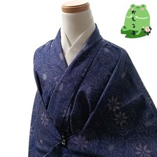 Kaerutei Kimono Tsumugi Blue Purple 156cm Japan