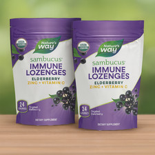Lot Of 2 -Nature  s Way Sambucus Elderberry Zinc Vitamin C 24 Lozenges EXP 10/26
