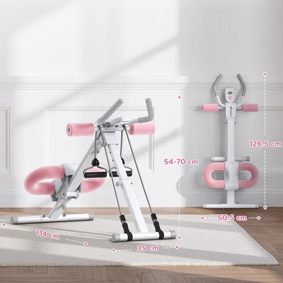 Merach Verstellbarer Bauchtrainer Maschine Faltbare Kniebandage - Weiß/Rosa