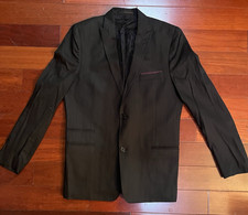 The Kooples Black Wool Viscose Blazer Size 48 Built-In Pocket Square Jacket