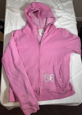 Victoria s Secret PINK Full Zip Hoodie Pink Bling Spell Out Y2K Size Large