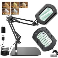 10X Magnifying Glass with Light and Stand, Lighted Desk Magnifying Lamp