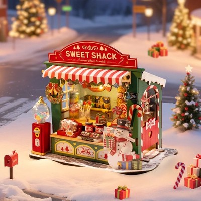 Rolife DIY Miniature Dolls House Kit Christmas Candy Stand Home Decor Christmas