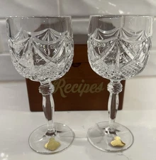 Vtg Lot of 2 BLEIKRISTALL ECHT GERMAN 24% CUT CRYSTAL 7” Stem WINE GLASSES MCM