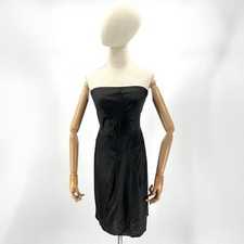 Guess by Marciano Black Satin Strapless Pleated Cocktail Dress