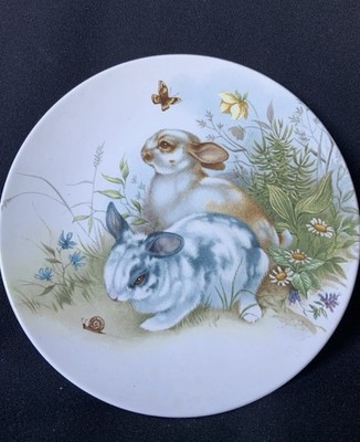 Poole Keramik Vintage Deko Teller mit Hasen, Schnecke, Schmetterling (c4)