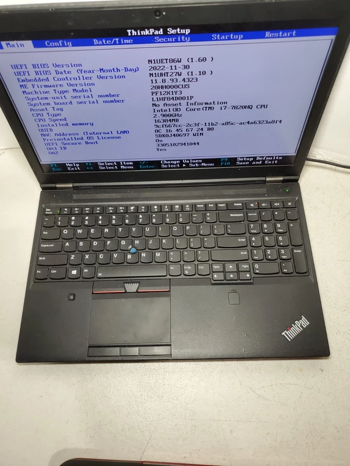 Lenovo ThinkPad P51 15.6" i7-7820HQ 16GB RAM No SSD/OS! BIOS PW! #69 - Image 3 of 4