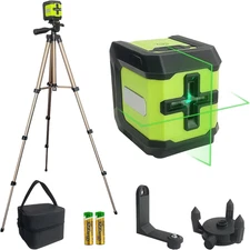 Cross Line Laser Level with Tripod, 100Ft Self-Leveling Green Cross Line Laser L