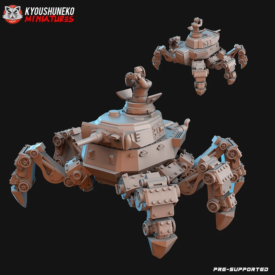 KYOUSHUNEKO MINIATURES German Weird War Panzer Mech - Spider Tank Walker - 28mm Konflikt 47 compatible