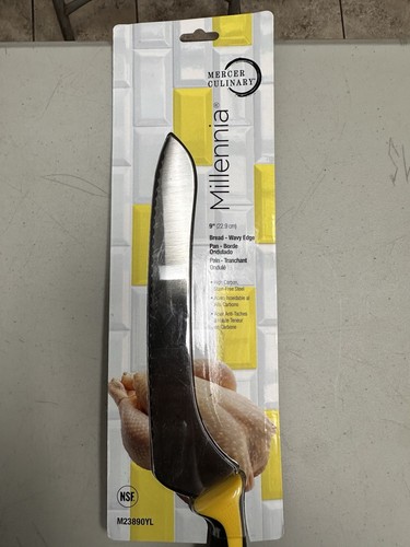 Cuchillo para pan/sándwich dentado desplazado Mercer Culinary Millennia 9" mango amarillo - Imagen 14 de 14
