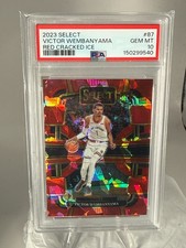 2023 Panini Select #87 Victor Wembanyama Red Cracked Ice RC PSA 10 GEM Rookie