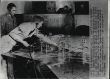 1951 Press Photo Louis Pykkonen mapping air defense at Norton Air Force Base, CA