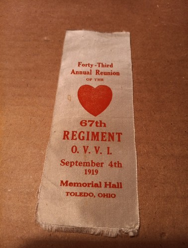 Org 43 Ann Reunion 67th OVVI Ohio Volunteers 1919 Toledo Hall