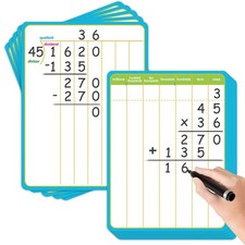12 Pack Long Division Dry Erase Card Chart,12" x 9" Multiplication Flash Card...