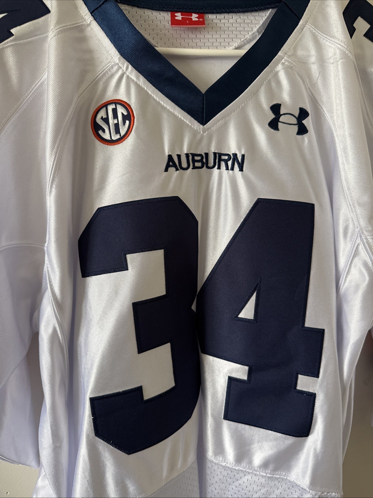 Men’s Under Armour Bo Jackson #34 Auburn Tigers NCAA Jersey Sz L - White RARE thumbnail 2
