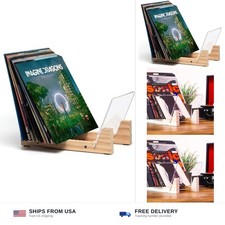 Vinyl Record Storage Holder - Solid Wood with Crystal Clear Acrylic Holder - ...