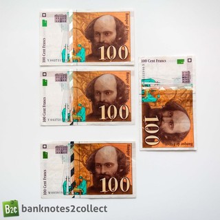 FRANCE: 4 x 100 French Franc Banknotes.