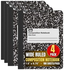 1InTheOffice Composition Notebook Wide Ruled, 1 Subject Notebook, Black