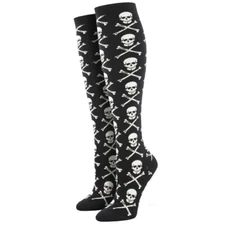 Socksmith Women's Knee High Socks Skull and Crossbones Black Novelty Footwear