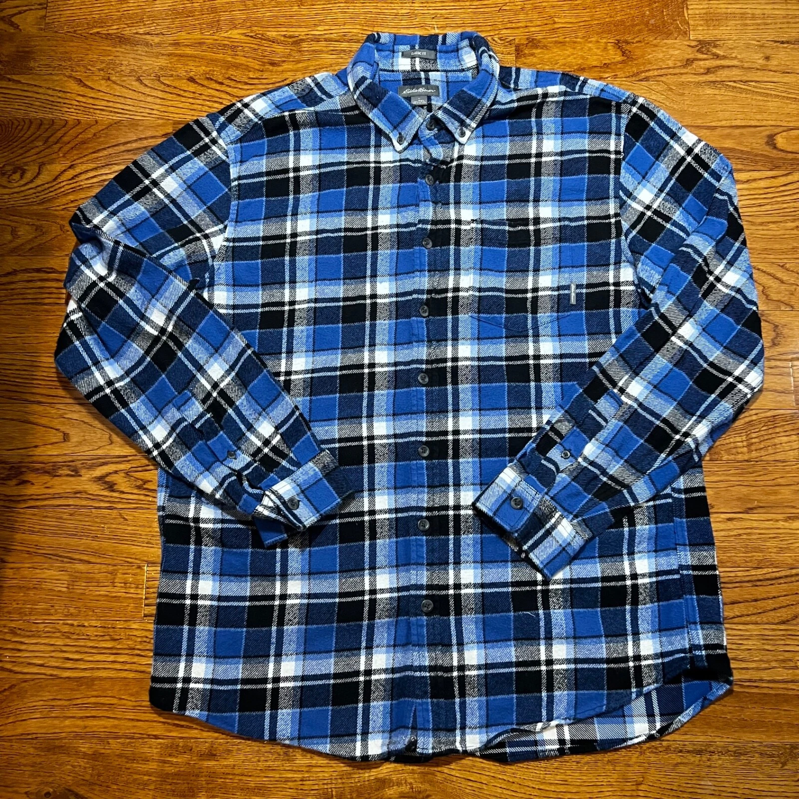 Eddie Bauer Flannel Shirt Mens TXL Plaid Multicolr Button Down Pocket Gorpcore