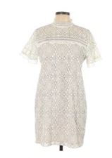 Ethereal By Paper Crane Womens Lace Dress Large White Lined Mini Easter Spring