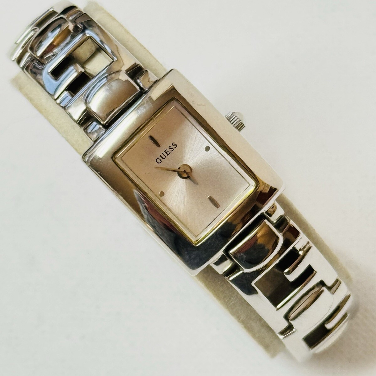 Vintage GUESS Tank Watch Crystal Bezel Silver Tone Rectangle - Y2K Aesthetic Vintage Guess Women main image 3