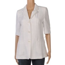 Kirsten Jacket White Longline Short Sleeved Size 36 Uk 10 La 928