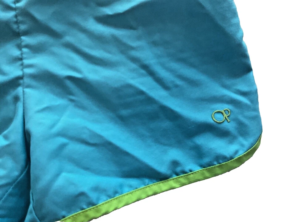 Pantalón Corto Ocean Pacific OP Azul con Borde Verde Niñas Talla 6 6X PullOn Active Gimnasio Correr Foto 3 de 4