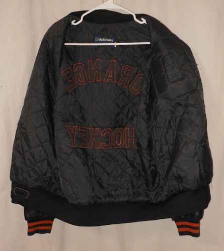 Vintage Baseball Jacket Holloway Varsity Leather Sleeve Chenille Patches Large - Picture 3 of 9