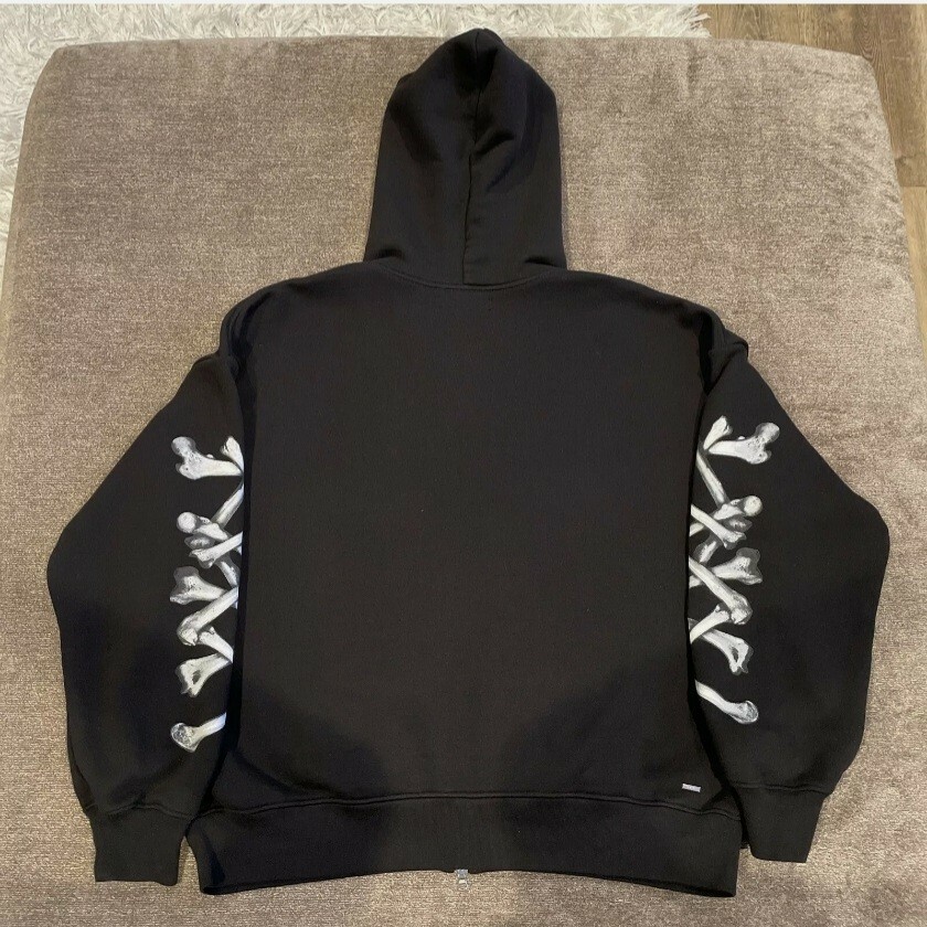 AMIRI♡ ブラック Bones フーディ AMIRI Bones Zipup Hoodie - Black, Size L | eBay