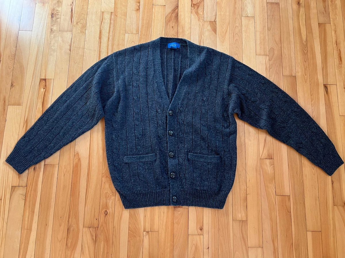 Vintage Towncraft Cardigan Sweater Men's L Cable Knit Formal