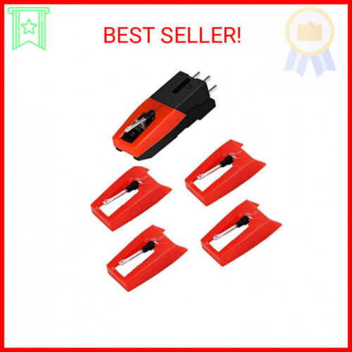 Record Player Needle, 1 PC Record Player Cartridge with 4 PCS Diamond Stylus Rep