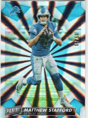 MATTHEW STAFFORD 2019 PANINI DAY FOOTBALL RAINBOW SPOKES S/N # 3/50 SP CARD # 22