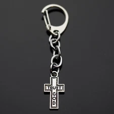 Trust God Cross Christian Pendant Charm Keychain Gift Key Chain Clip On Bag