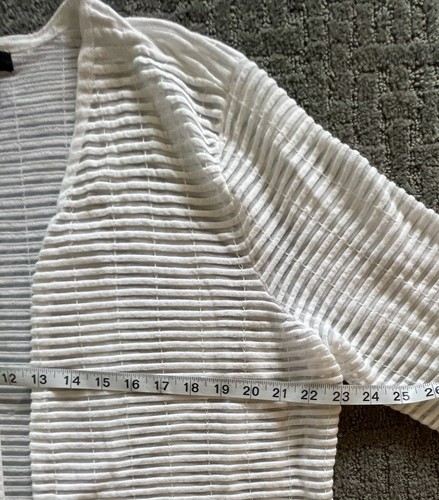 Alfani weiße transparente gestreifte offene Strickjacke Damen XL Strand Coverup Kreuzfahrt - Bild 5 von 8