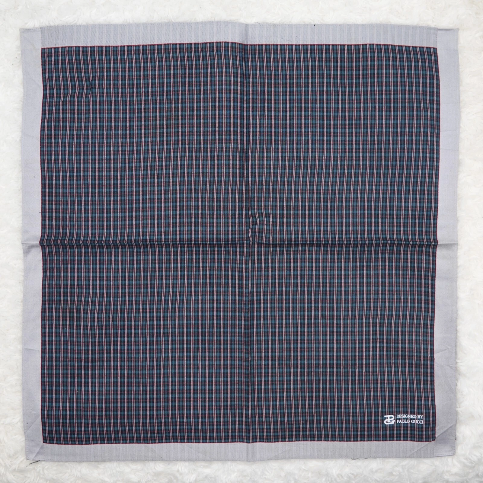 M339 PAOLO GUCCI Foulard à carreaux coton foulards poche carré 17