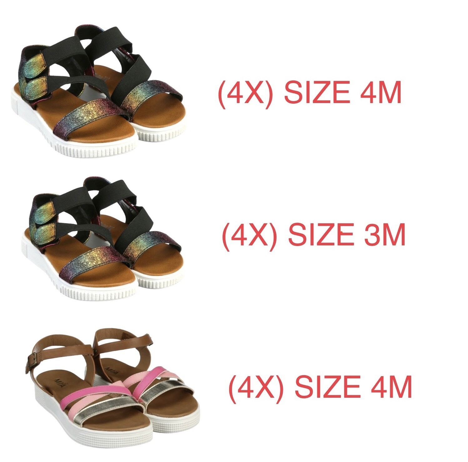 Wholesale Lot Of 12 Mia Shoes Platform Sandal, Girls Size 3M,  4M