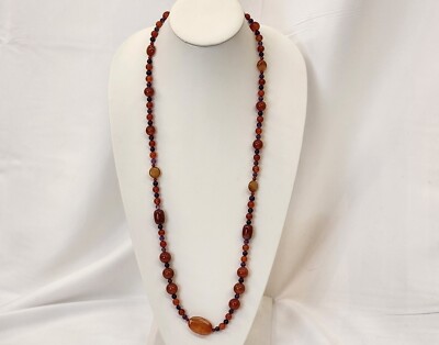 Jay King Mine Finds Sterling 925 & Orange /Purple Natural Gemstone Necklace 34'' 