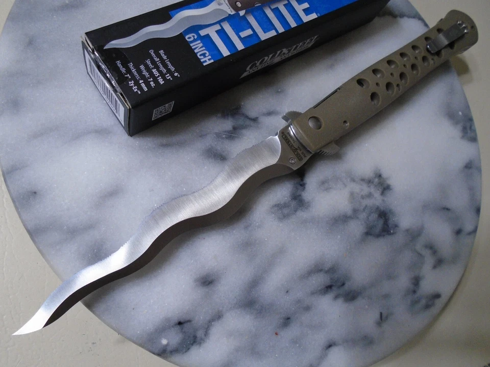 Cold Steel Ti-Lite Kris 折叠匕首口袋刀锯齿 Aus-10A 26SXK6S 13 — 第 4/4 张图片