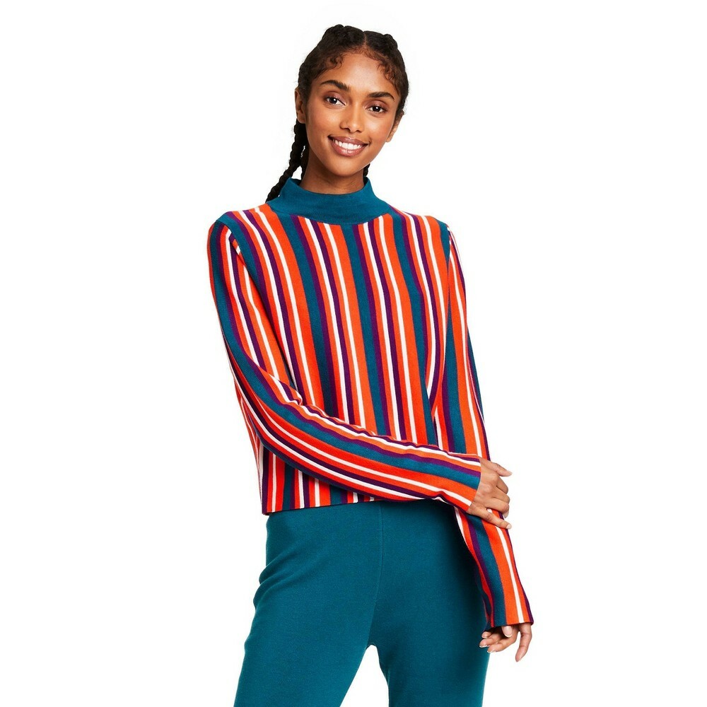 Women's Striped Mock Turtleneck 