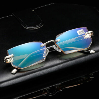 Mens Tinted Rimless Reading Glasses Readers Eyeglasses