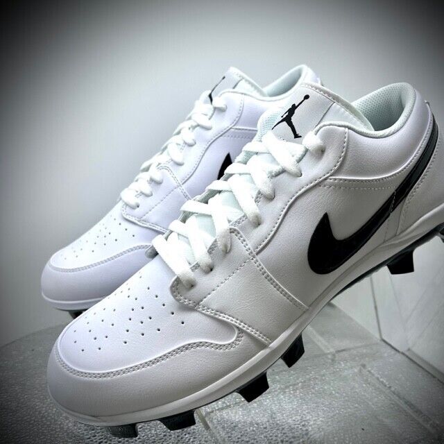 Nike Air Jordan 1 Retro MCS Low Baseball Cleat White Black Nike Air Jordan 1 Retro MCS Low Baseball Cleat White Black