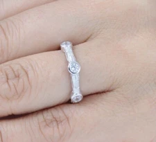 Bezel 3-stone 925 Sterling Silver CZ Engagement Ring Wedding Band Sz 3-14 S5566