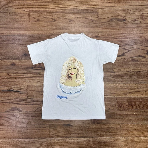 VTG 80s Dolly Parton Animated T-Shirt Dollywood White Size L 1980s vintage concert t-shirt, vintage, size L, single stitch, B+ condition