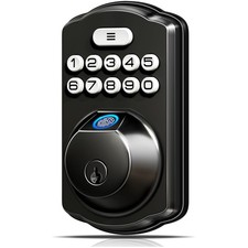 KS02A Fingerprint Deadbolt Lock, Matte Black