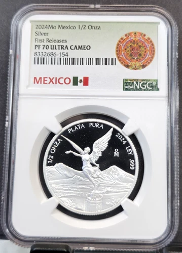 2024 MEXICO SILVER 1/2 ONZA LIBERTAD NGC PF 70 ULTRA CAMEO FIRST RELEASES 1/2 OZ