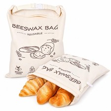 2 Packs Reusable Beeswax Bread Bags 13x17 Inch