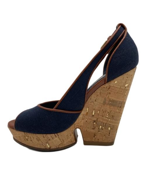 Yves Saint Laurent sandali tacco alto blu navy