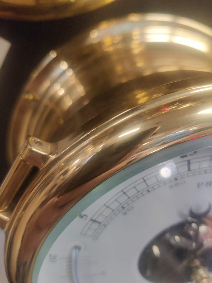 Vintage Schatz Ocean Quartz Ship's Bell Clock & Barometer Set West